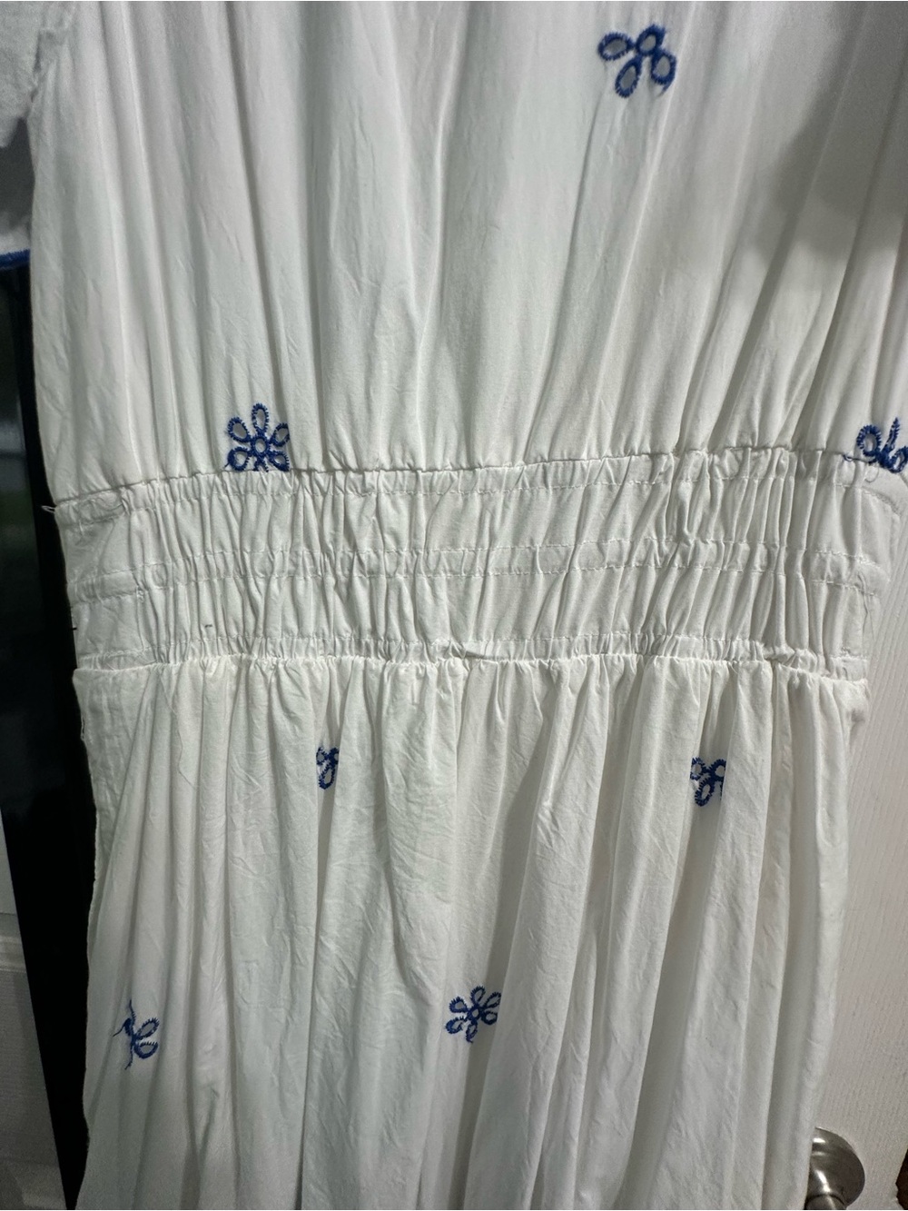 Anthropologie The Somerset by Maeve White Maxi Dress with Blue Embroidery - Picture 7 of 10